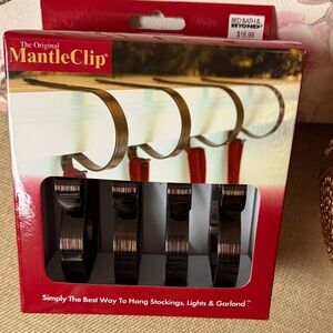 The Original Mantle Clip Set of 4 Christmas Holiday Stocking Lights Decorating